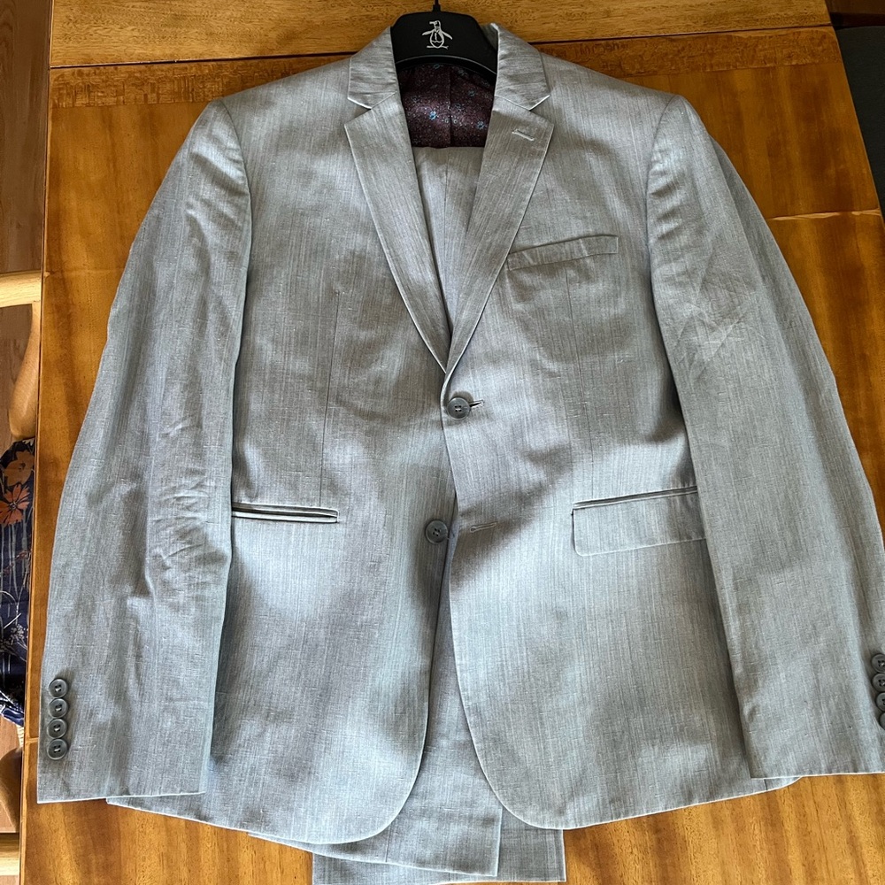 Original Penguin Gray Slim Fit Suit Jacket